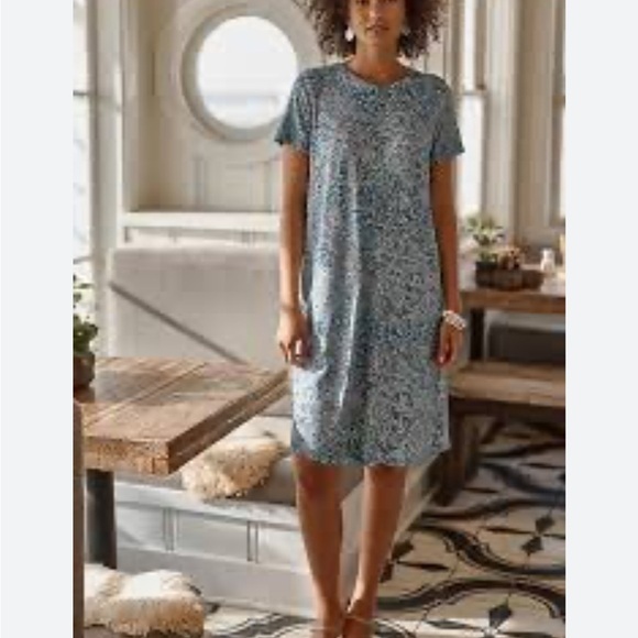 J. Jill A Line Dress Wearever Collection Jersey Midi Women L Dusty Rose Floral - Picture 4 of 10